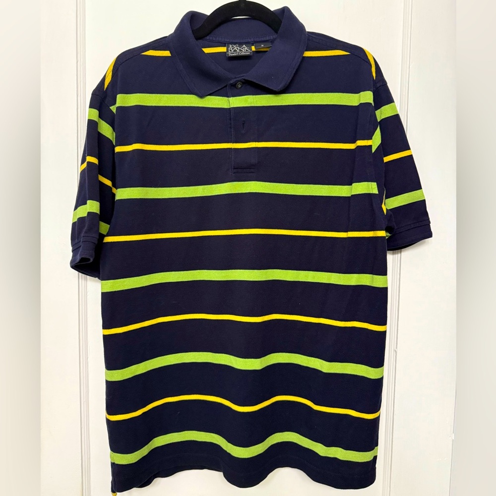 Jos. A. Bank Traveler's Collection Polo in Navy, Green and Yellow Size Medium